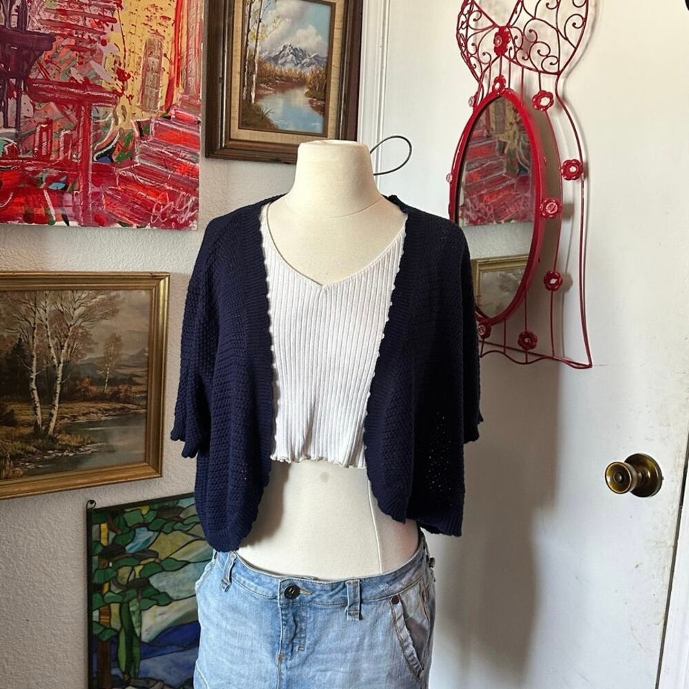 lea apparel blue knit cardigan